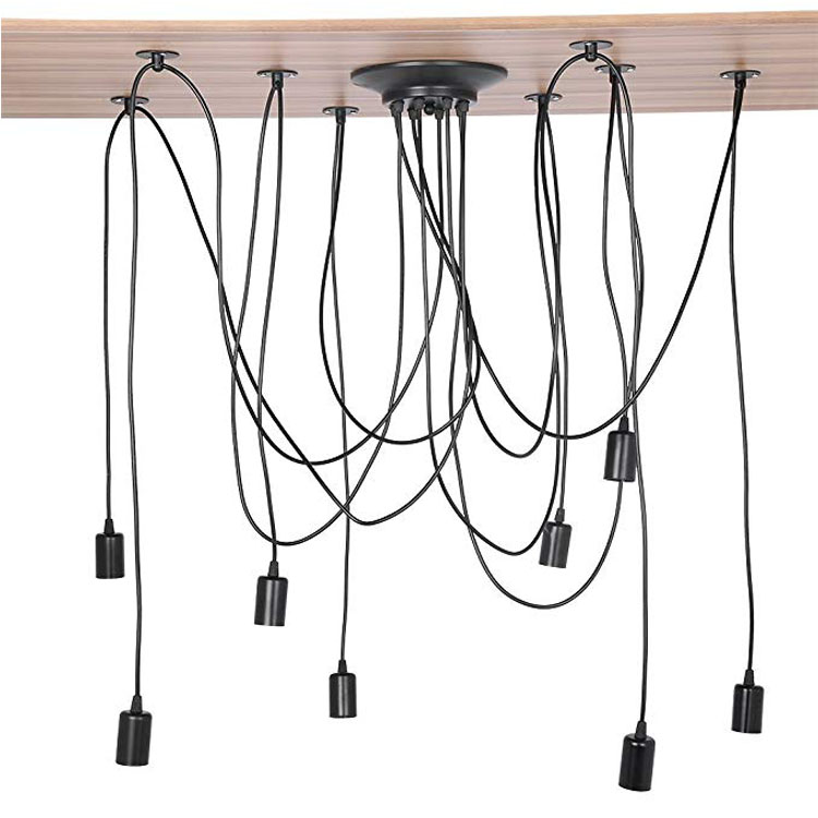 Nordic Spider Industrial Pendant Lamp E27 8 Head Ceiling Pendant Lamp Light Bulb Holder Socket Hanging Fixture