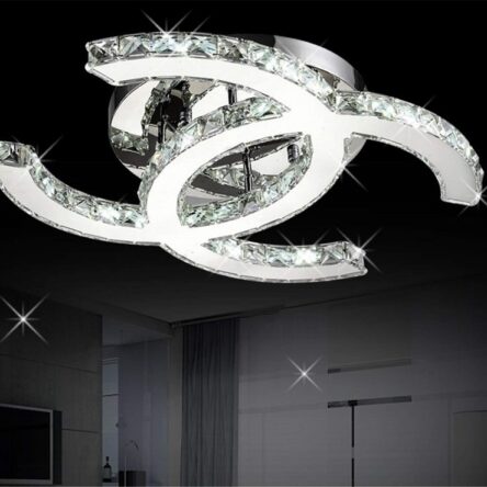 Ceiling lamp stainless steel crystal double C ceiling lamp warm bedroom ceiling lamp clothing store restaurant lamp
