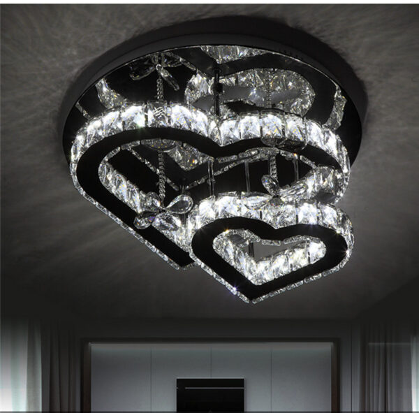Heart-shaped crystal ceiling lamp