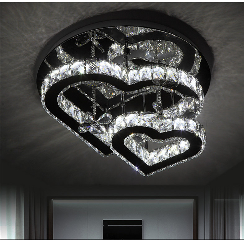 Heart-shaped crystal ceiling lamp