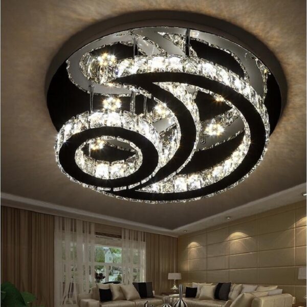 Stainless steel crystal ceiling light